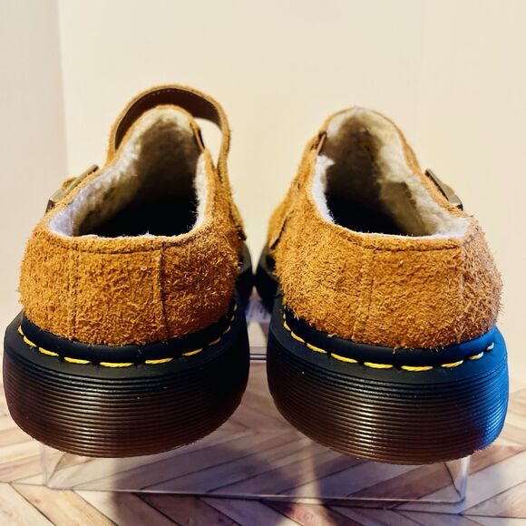 Dr Martens Isham Faux Shearling Suede Slingback Mule M 11 L 12 Pecan Brown Hairy - Picture 5 of 9